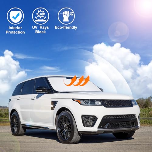 Image of Windshield Sun Shade Custom Fit for 2014-2022 Land Rover Range Rover Sport Accessories Foldable Sunshade Sun Blocker Protect Car from Sun Rays & Heat Damage Keep Car Cooler