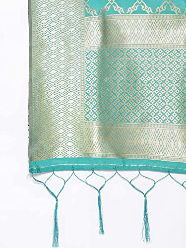 Dupatta Women's Banarasi Silk Woven Dupatta Tassels & Fringes Chunni3