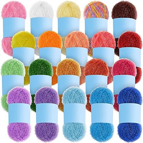 Amylove 20 Skeins Scrubby Yarn for Dishcloths Assorted Colors for Crocheting Polyester Scrubby Assortment Pastel Yarn for Knitting Dishwashing Dishcloths Craft Project (Candy Color)