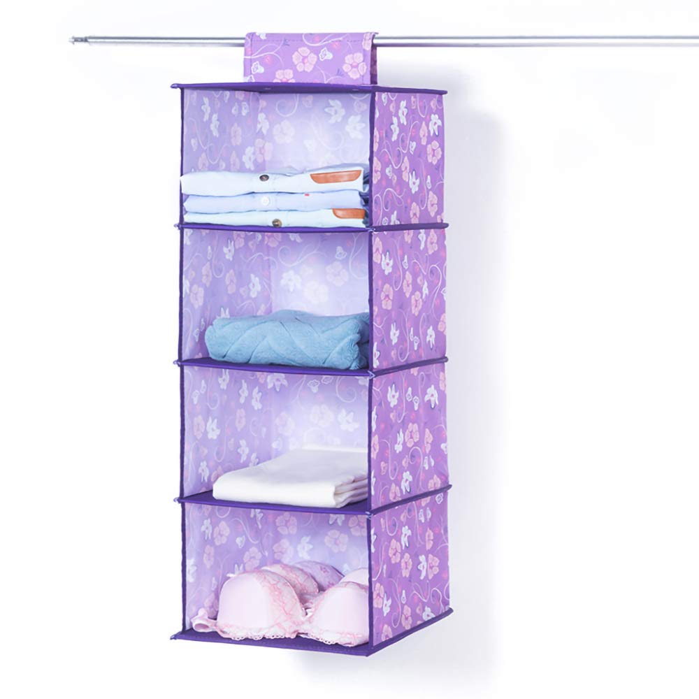 YJDQYGSNJ Estanteria Colgante en Tela,Portátil Cajón Plegable Estantería Colgante Plegable,por Guardarropa Travesaños Durable/púrpura / 4 Layer + 2