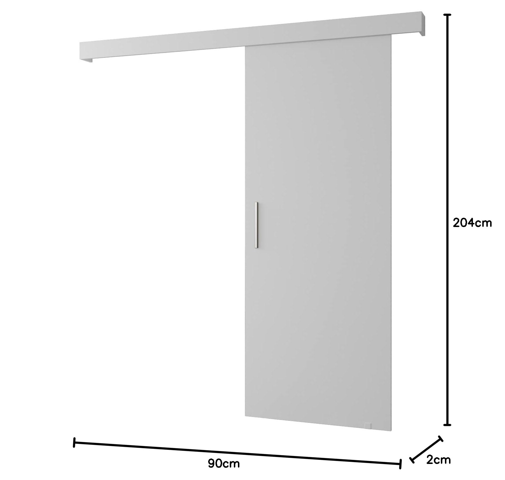 ABIKSMEBLE Salwador 1 Sistema de Puerta Corredera con Cubierta de Riel - Puertas Corredizas de Pared Interior - Puertas Empotradas en el Ático - Construcción Sólida - 90 x 204 cm - Blanco