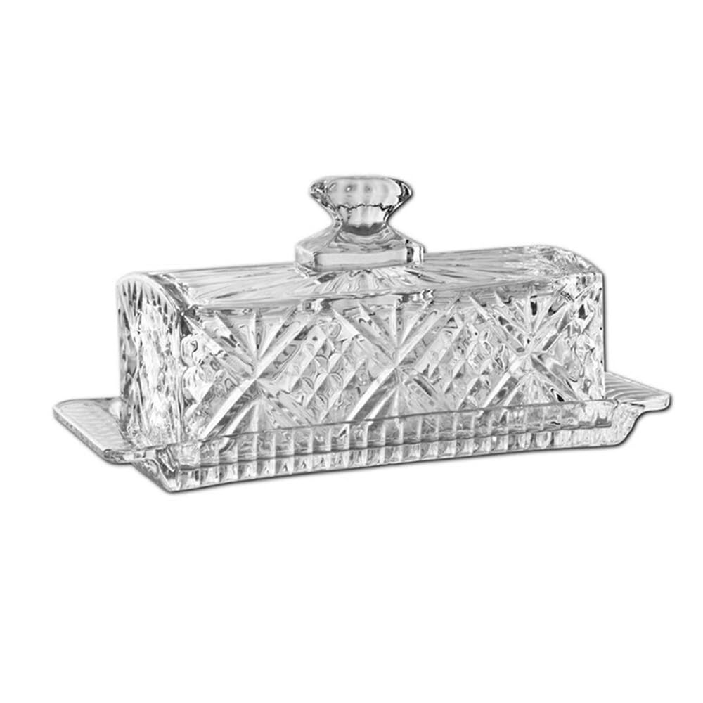 HPTHLY Butter Dish Crystal Glass Butter Dish Rectangular Storage Fresh-Keeping Box With Lid Butter Box Butter Dish Butter Container