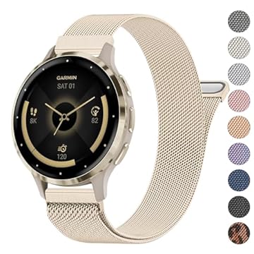 Pulseiras de metal de 18 mm para Garmin Venu 3S/Venu 2S/Vivoactive 4S/Vivomove 3S/Forerunner 265s, pulseira de substituição de aço inoxidável de liberação rápida para Garmin Forerunner 255s/265s