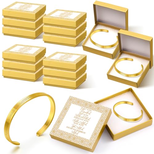 Eid Al Adha Ayatul Kursi Bracelets Bulk for Women Men Eid Mubarak Bracelets Gift Islamic Muslim Jewelry Allah Open Bangle Arabic Calligraphy Cuff Bangle with Box for Islam Party Favor