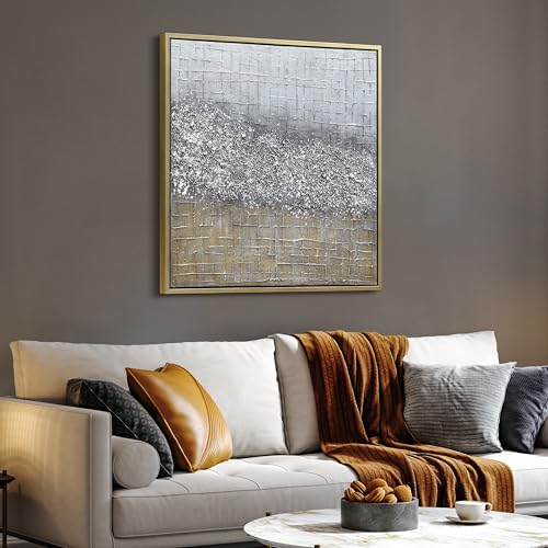Empire Art Direct Abstract Wall Art Textured Hand Painted Canvas by Martin Edwards, Gold Frame, 36" x 36", Matter by Empire Art Direct - Used condition - Image 4