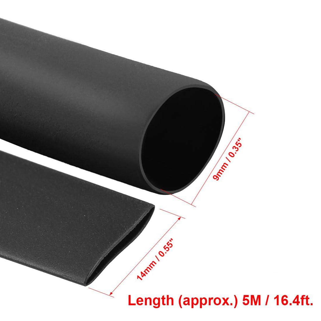 Unifizz Heat Shrink Tubing 9mm Dia 2:1 Ratio Shrinkable Tube Cable Sleeve 5m - Black - Image 2