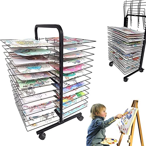 Estante De Secado De Arte, Caballete Portátil Con Estante De Alambre Para Pintar Obras De Arte.Altura Diseño Ajustable Y Plegable Para El Aula De Estudio En Casa.El Soporte Respestoso Muestra Las Impr