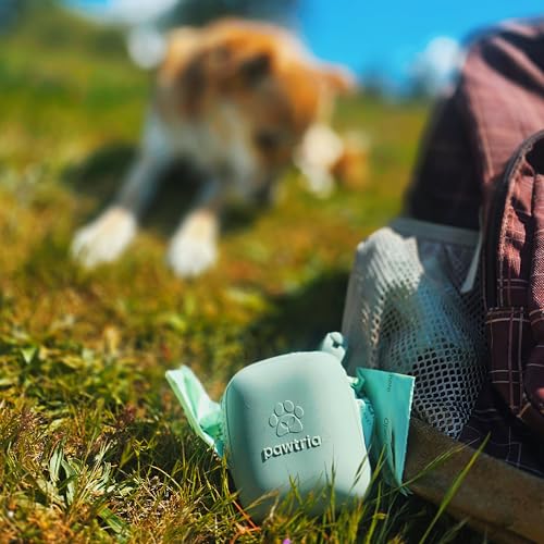 Image of Pawtria Walk Duo: Dog Poop Bag Rolls (120) + Silicone Poop Bag Holder | 120 Compostable Dog Poop Bag Rolls with BPA-Free Silicone Poop Bag Holder for Cleaner, Easier Walks