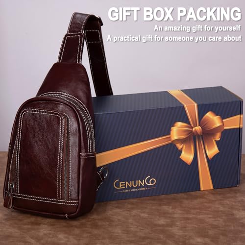 Genuine Leather Sling Bag for Men and Women Crossbody Shoulder Bag Sling Backpack Chest Purse Cross Body Pouch2