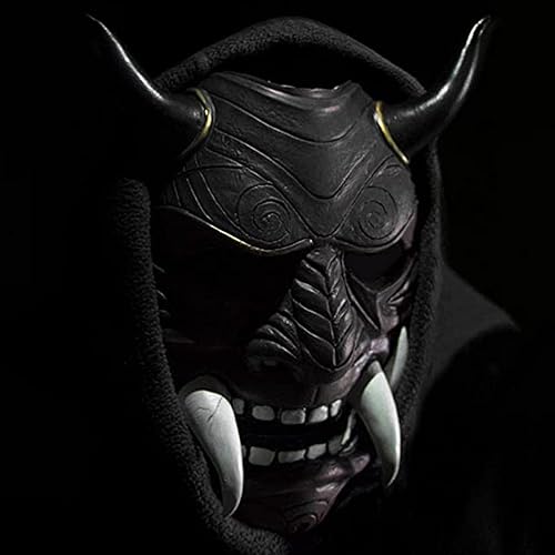 Miniatura 5 de Máscara de demonio japonés malvado Kabuki Hannya, máscara de demonio Oni Samurai Kabuki, Prajna Devil, máscara facial de demonio japonés Prajna