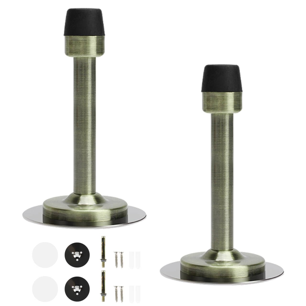 Snsygn Bronze 2Pcs Antique Brass Door Stop, Heavy Duty Anti-Collision Door Stops Indoors Wall Mounted Door Stopper For Indoor Hotel Office (Bronze)