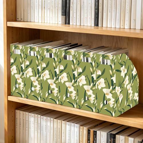 Organiseur de bureau fleurs vertes lot de 3 dossiers pliables de rangement pour l'école et la maison