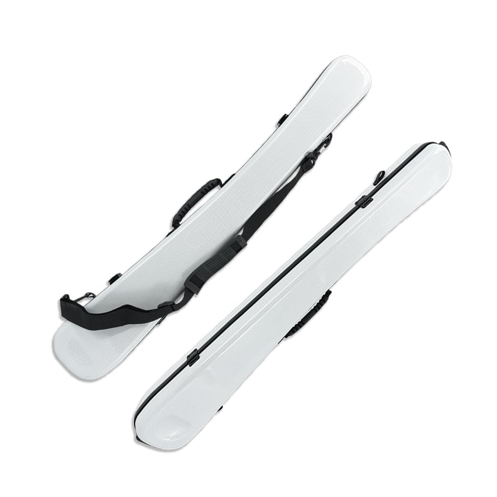 Bassbogen-Etui, Karbonfaser, professionell, hart, für Doppel-Bass, Cellobogen, Aufbewahrung für 2 Bögen, 4/4, stoßfest, mit Schultergurt, wasserdicht (weiß)