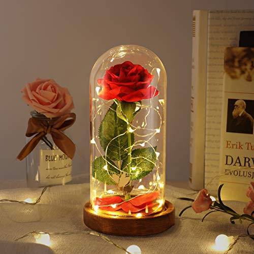 Beauty and The Beast Rose, Christmas Roses Gifts for Mom, Birthday Gift for Women, Light Up Rose in...