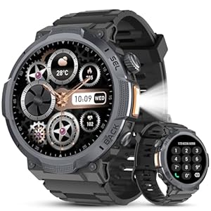 Smartwatch Herren, 1.53'' AMOLED-Display, 1000mAh Smart Watch, Anrufe tätigen/Empfangen, 120+ Sportmodi Fitness Tracker, IP68 Wasserdicht, Fitnessuhr mit Herzfrequenz/Schlafmonitor, für Android iOS