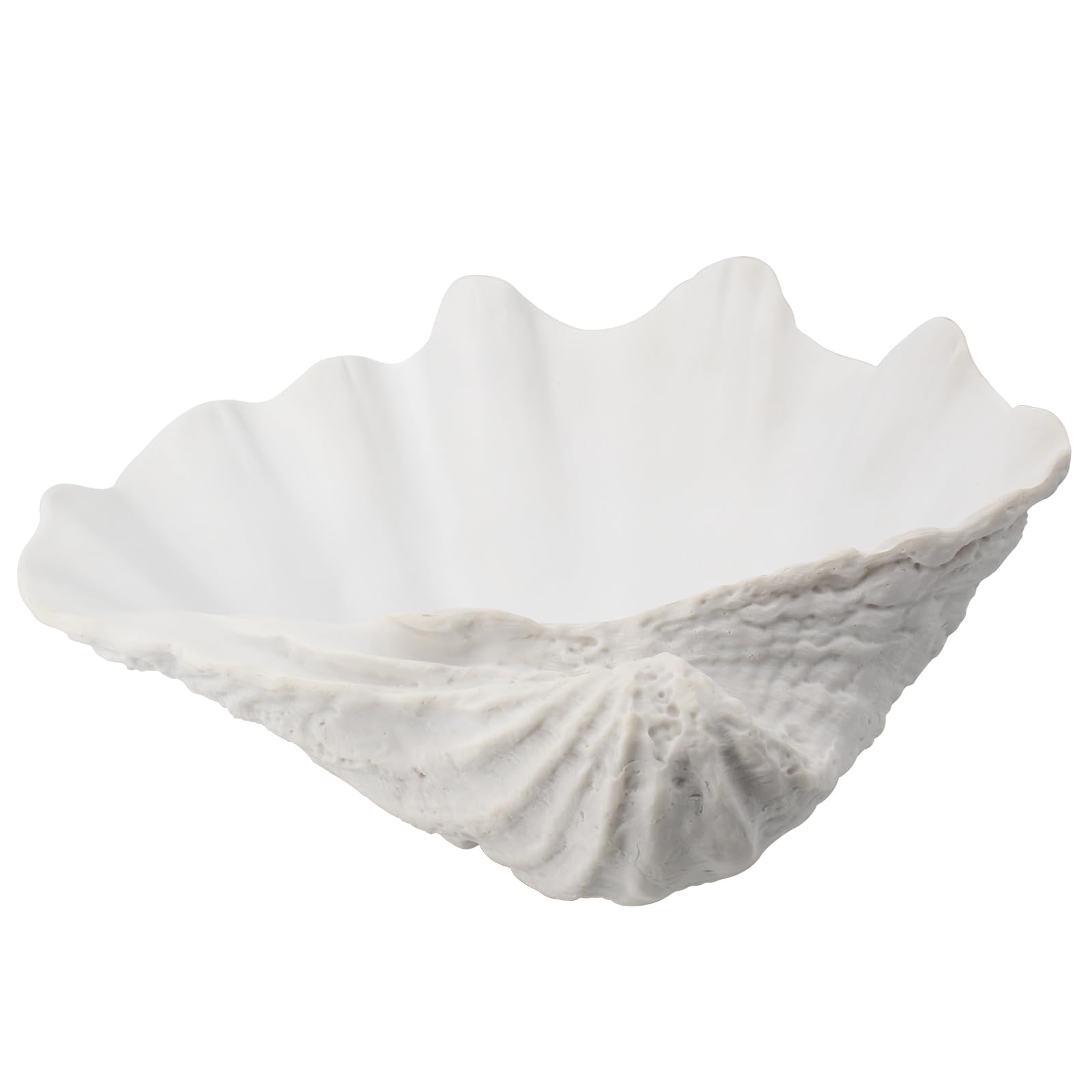ALIWINER Large Clam Shell Bowl Home Decor by Hand Cast Resin, Solid, Sturdy and Beautiful White for Various Home Decor