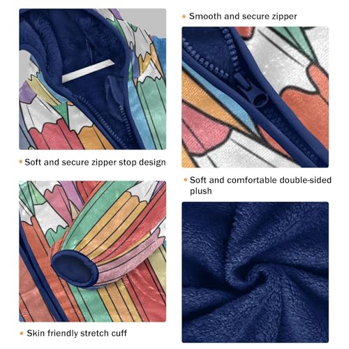 Color Pencils Girls Fleece Jacket Girls Fall Jacket Girls Zip Up Hoodie Girls Sherpa Jacket 2-10T3