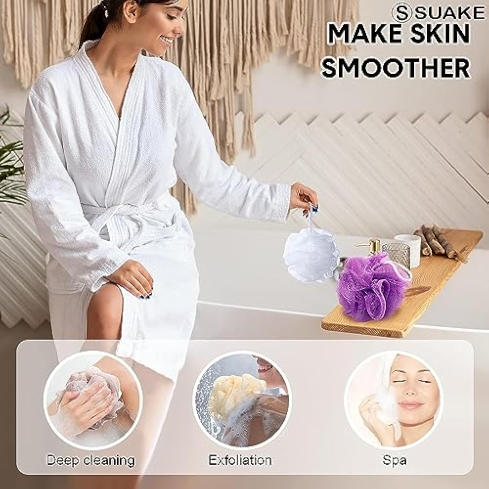 Loofah for Bathing, Soft Shower Loofah with Hanging Handle