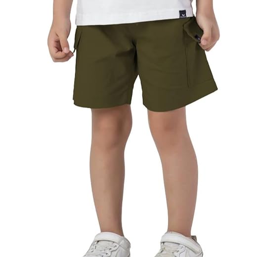 Bermuda Infantil Menino Bolso Cargo Sarja Lisa Verde Militar