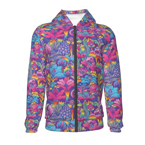 Vintage Psychedelic Flower Kids Pullover Hoodies Boys Zip Up Sweatshirts Girls Athletic Clothes with Pocket2