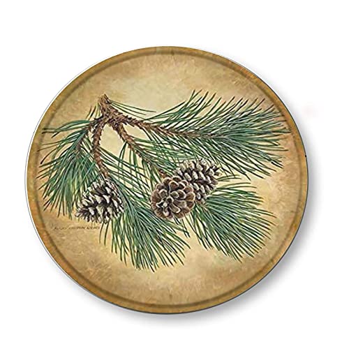 Image of Dreacoss Round Metal Tin Sign Rustic Wall Decor Pinecone Round Metal Sign Plaque for Home Garden Kitchen Bar Cafe Restaurant Garage Retro Vintage Wall Art 12x12 Inch, Round Sign 21