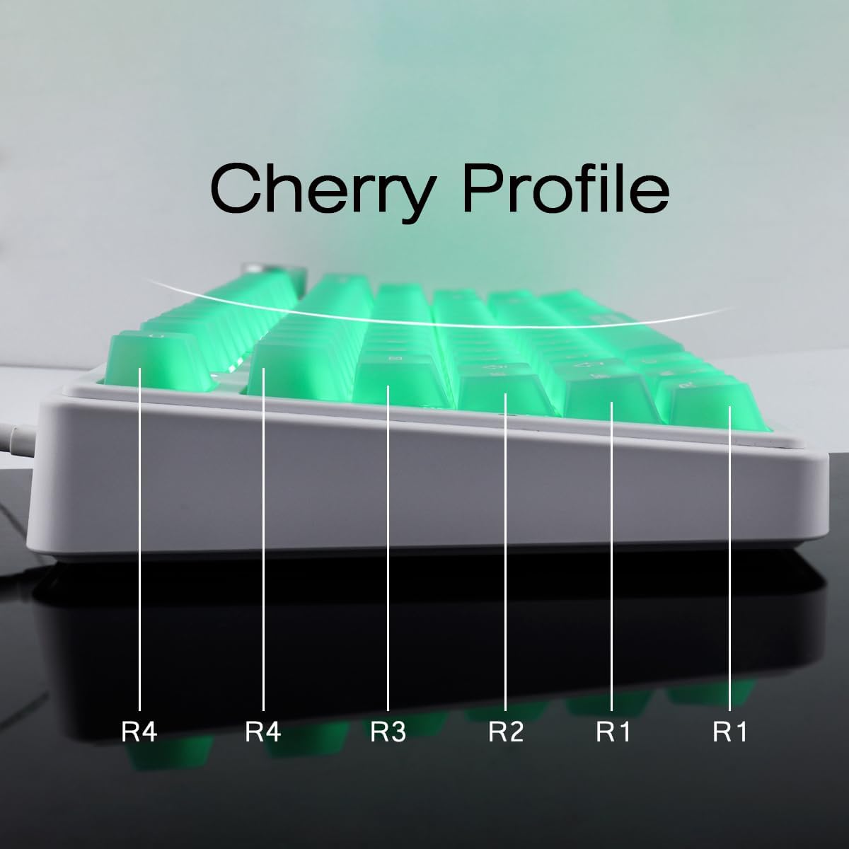 Clear Keycaps, Green Custom Keycaps 75 Percent, 123 Keys Shine Through Transparent Jelly Cute Keycap, PC Material Cherry Profile Keyboard Key Cap Set for Cherry Gateron MX Mechanical Keyboard