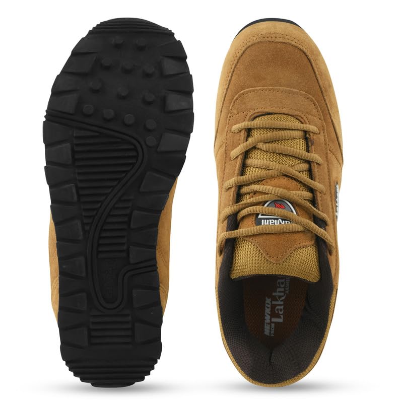 Image of Lakhani Men's Sports Shoes | Lightweight Breathable Running Shoes for Men | Leather Upper, Rubber Sole | Flexible, Comfortable Lace-Up Athletic Shoes