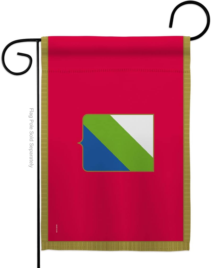Abruzzo Garden Flag Set Wall Holder Regional Italy Regions Italian Republic Southwestern Europe Territory Country Particular Area Small Gift Yard House Banner Double-Sided Made In USA 13 X 18.5