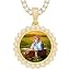 0549 Gold sunflower pendant with tennis chain