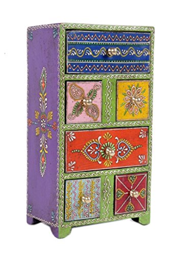 Image of Traditional Wooden Drawer Antique 2+4 Hand Painted Chest Size 6x4x11Inch / 15x10x27.5Cm