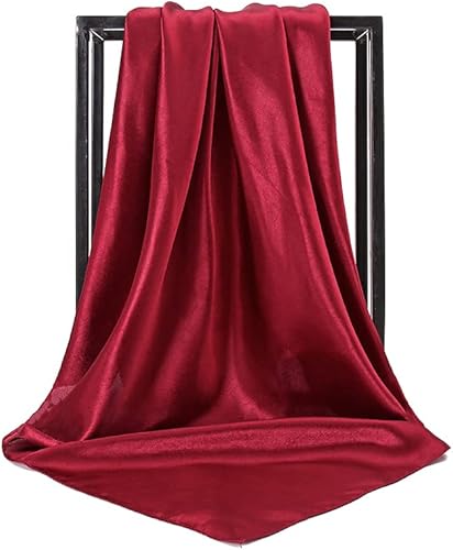 Miniatura 5 de vabovin Pañuelo de satén para la cabeza para mujer, color sólido, bufandas para el pelo de 35 pulgadas