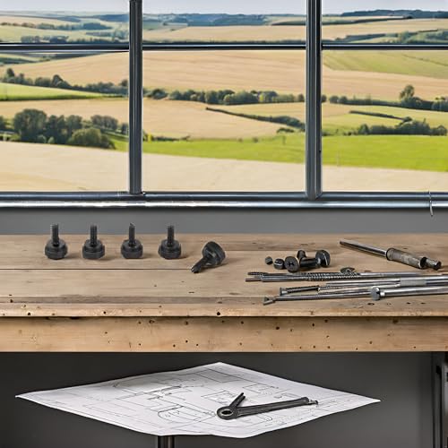 PrecisionGeek – Rändelschrauben M3 x 10 mm aus schwarzem Stahl – 5 Stück – Ansatzschrauben mit flachem Kopf – Schwarzoxid –