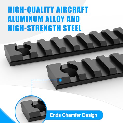 Ltnsimy Mlock Picatinny Rail Set, Aluminum Airsoft Rail Accessory, 3 5 7 9 11 13 Slots with 13 T-Nuts & Screws, 3 Wrench-Rounded Corner
