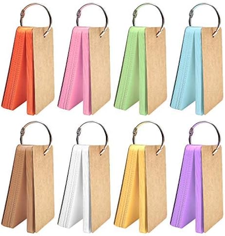 Cisolen 8 Pack 400pcs Revision Cards Flash Card Index Cards Study Cards with Binder Rings Memo Cards Mini Notepads, 50 Sheet per Colors