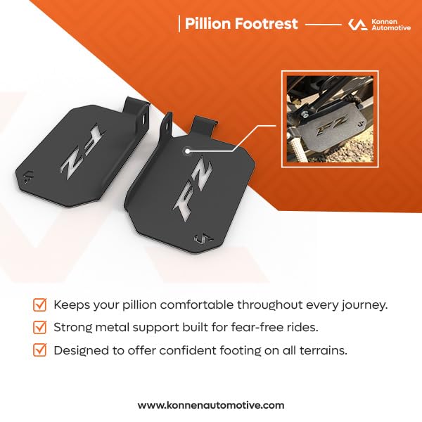 Image of Rear Pillion Footrest | Ladies Footrest Compatible for Yamaha FZ-X & FZ-X Hybrid (Black) (Set of 1)
