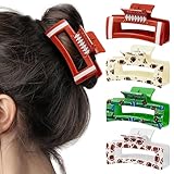 PANTIDE 4Pcs Football Hair Claw Clips for Women Girls - Sport Game Day Rectangle Nonslip Clips Hair Accessories for School Daily Football Party Favor Small Gifts Strong Hold for Thin Thick Curly