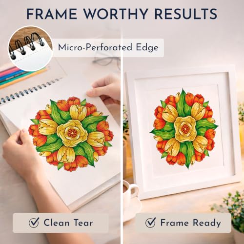 Image of Mandala Coloring Book for Adults - Spiral Bound, 50 Unique Designs, 180 GSM