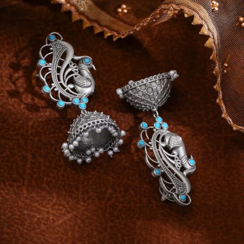 Image of Rubans Jhumka Earrings for Women & Girls | Wedding Jhumki Traditional Fashion Oxidised Ethnic Designer Jewellery Statement Gift