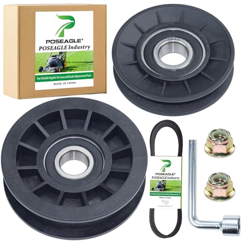POSEAGLE GX20286 V Idler Pulley with GX20287 Flat Idler Pulley and L Hex Socket Wrench Replaces AUC20392 AUC20393 for John Deere D105 D140 D155 L100 L111 L118 L120 L130 La145 Lawn Decks