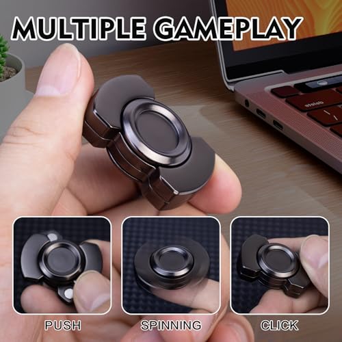 Image of 3-in-1 Fidget Toys Adults Kids: Spinner, Slider & Clicker - Magnetic Stainless Steel Bearing for Super-Stable Rotation - Stress Relief, Enhanced Focus, and Habit Breaking, Black