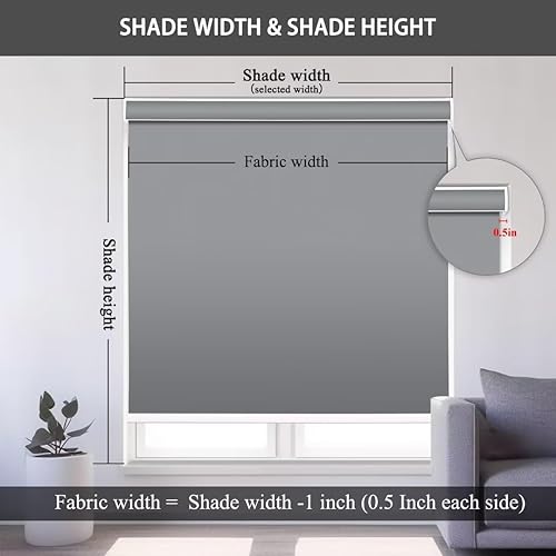 Miniatura 6 de Changshade Persiana enrollable opaca con cenefa de cassette, para oscurecer la habitación, sin cables, persianas enrollables para ventanas, pantalla