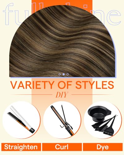 Image of Full Shine Injected Seamless Hair Extensions Clip in, Balayage 18 Inch 135g