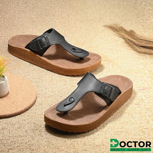 Image of DOCTOR HEALTH SUPER SOFT Men's Buckle Thong Sandals | Comfortable Cushioned Footbed Casual Slippers | Anti-Slip Lightweight Everyday Wear Open Toe Sandals for Indoor Outdoor Use