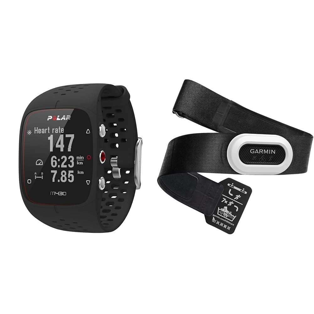 Polar M430 – Exklusiv bei Amazon – GPS-Sportuhr zum Laufen – Herzfrequenz-Tracker am Handgelenk & Garmin HRM- Brustgurt, Aufzeichnung von Herzfrequenzwerten, ANT+ und BLE