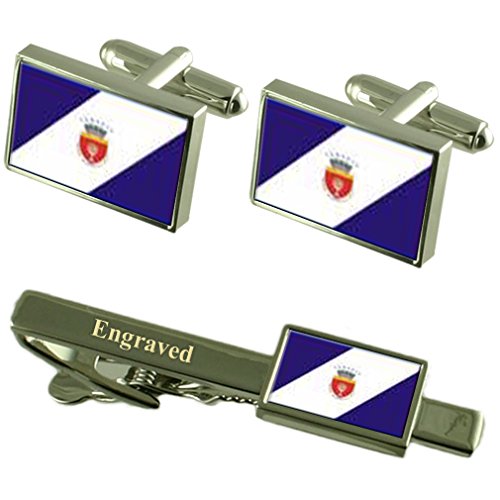 Gemelos de Rumania Onesti grabados con pisacorbatas para fijar la corbata con estilo