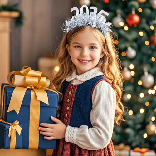 Miayon Pacote com 2 faixas de cabelo feliz ano novo 2025 véspera de ano novo para festa de ano novo,