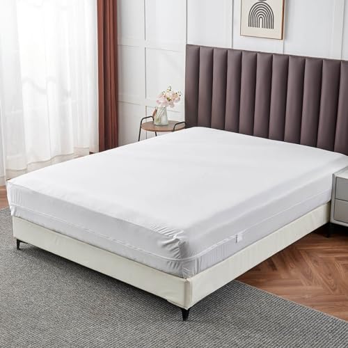 Zippered Cal King Size Mattress Protector 6 Sided Complete Cover (Fits 11-15 in Deep Pocket) for California King Bed Waterproof Full Coverage Mattress Encasement