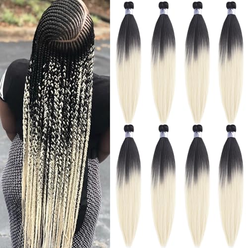 UPruyo Blonde Ombre Braiding Hair Pre Stretched 1b 613 Braiding