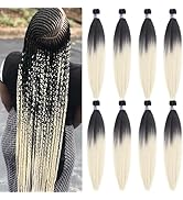 UPruyo Blonde Ombre Braiding Hair Pre Stretched 1b 613 Braiding Hair Extensions for Braiding Box ...