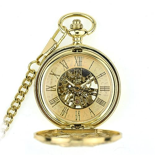 Reloj de bolsillo mecánico vintage de cuerda manual con grabado clásico
